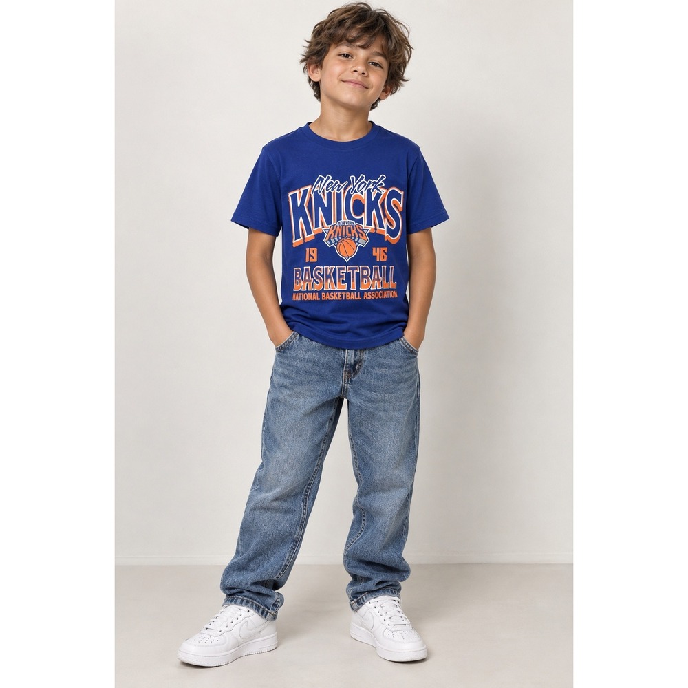 NWT NBA New York Knicks Kids T-Shirt Size M 8/10 Blue 100% Cotton Basketball